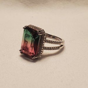 Watermelon Tourmaline (imitation) cocktail ring